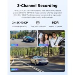 viofo a229 plus 3ch 2k2k1080p hdr 5ghz wi fi gps voice control dash camera with dual sony starvis 2 sensor